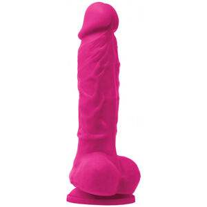 Realistický vibrátor s prísavkou a semenníkmi Real Touch (18 cm), ružový