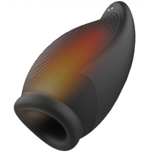 Ramrod Heating Squeezable Vibrating Stroker Black nahrievací stláčateľný masturbátor (15,5 cm)