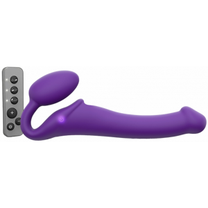 Vibračný pripínací penis Strap On M Violet s diaľkovým ovládaním (24,2 cm)