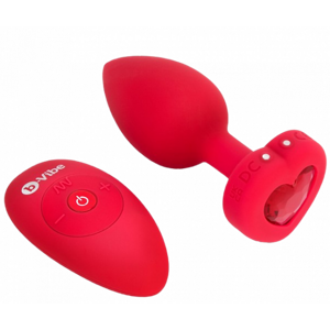 B-Vibe vibračný análny kolík Heart M/L s diaľkovým ovládaním + darček ToyCleaner 75ml