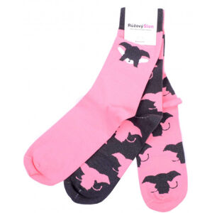 Merch – hravé slonie ponožky Růžový Slon (3 ks), L