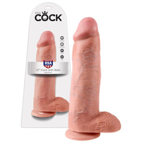 King Cock 12 vajcový veľký dildo (30 cm) - prirodzený