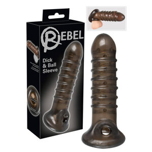 Rebel - vrúbkovaný návlek na penis (dymová farba)
