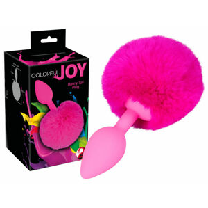 You2Toys Colorful Joy Bunny Tail Plug - análne dildo zo zajačim chvostom (pink)