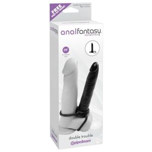 analfantasy Double Trouble - pripínacie análne dildo (čierne)