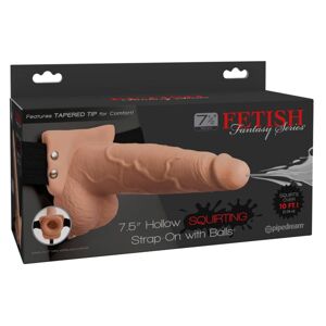 Fetish Strap-On 7,5 - strap-on, duté, striekajúce dildo (prírodné)