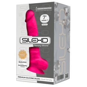 Silexd 7 - tvarovateľné dildo so semenníkmi a prísavkou - 17,5cm (ružové)