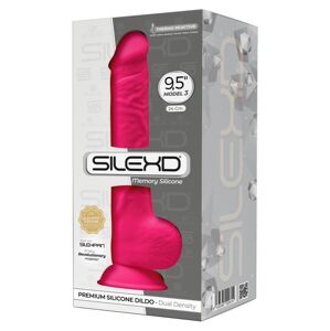 Silexd 9,5 - tvarovateľné dildo so semenníkmi a prísavkou - 24cm (ružové)