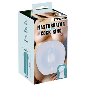 STROKER - masturbátor umellá vagína s krúžkom na penis (mliečne biely)