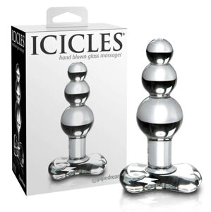 Pipedream Icicles No. 47 - sklenený análny kolík s troma guličkami (priehľadný)