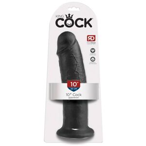 King Cock 10 - veľké dildo so semenníkmi s prísavkou (25cm) - čierne