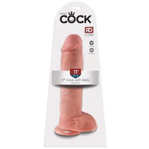 King Cock 11 - veľké upínacie, testikulárne dildo (28 cm) - prírodné
