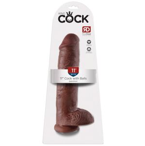 King Cock 11 - veľké upínacie, testikulárne dildo (28 cm) - hnedé