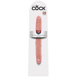 King Cock 12 Slim - realistické dvojité dildo (31 cm) - prírodné