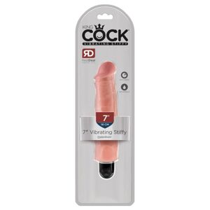 King Cock 7 Stiffy - vodotesný, realistický vibrátor (18 cm) - prírodný