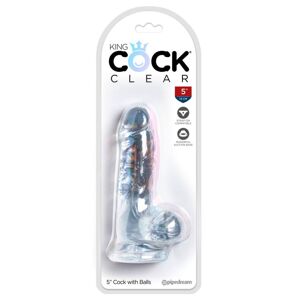 King Cock Clear 5 - malé dildo s semenníkmi (13 cm)