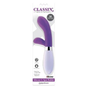Classix Silicone - vodotesný vibrátor na bod G s raminekom na klitoris (fialový)