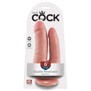 King Cock Double Penetrator - realistické dvojité dildo (prírodná farba)