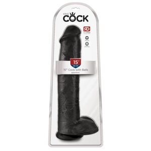 King Cock 15 - gigantické, upínacie, testikulárne dildo (38 cm) - čierne
