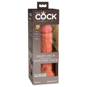 King Cock Elite 8 - prísavkový dildo (20 cm) - tmavý naturálny