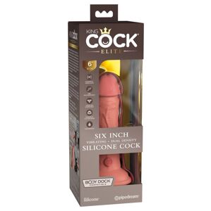 King Cock Elite 6 - realistický vibrátor 15cm (tmavý prírodný)