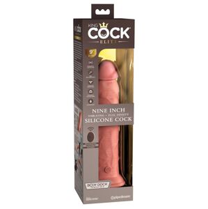 King Cock Elite 9 - prísavný vibrátor 23 cm - prírodný