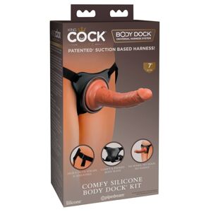 King Cock Elite Comfy - páskové dildo s postrojom (tmavé prírodné)