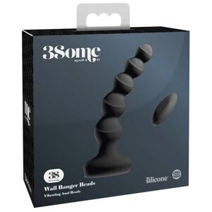 3Some wall banger Beads - Nabíjateľný rádiom riadený vibrátor na prostatu (čierny)