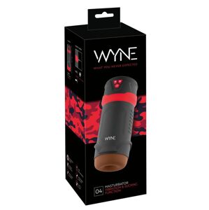 WYNE 04 - Nabíjateľný, vibračný masturbátor s odsávaním (čierno-červený)