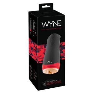 WYNE 01 - Nabíjací, vibračný, vyhrievaný masturbátor (čierny)