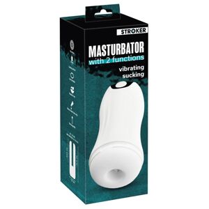 STROKER - nabíjací, sací -vibračný masturbátor (biely)