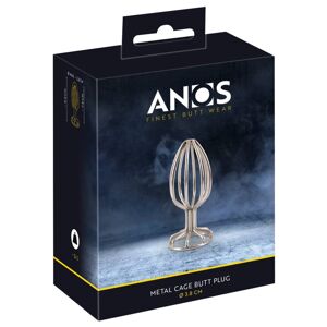 ANOS Metal (3,8 cm) - análny vibrátor s kovovou klietkou (strieborný)