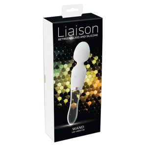 Liaison Wand - dobíjací LED vibrátor zo silikónového skla (priesvitný - biely)