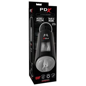 PDX Ultimate Milker - dobíjací masturbátor s penisovou hlavou (čierny)