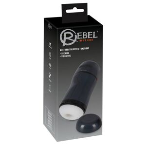 Rebel - sací vibračný masturbátor 2v1 (čierny)
