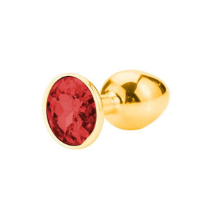 Sunfo - kovové análne dildo s kameňom (zlato-červené)