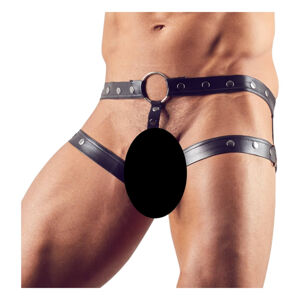 Svenjoyment - postroj s penisovým krúžkom (čierny) - M/L