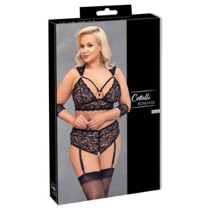 Cottelli Bondage Plus Size - lace bra set (black)