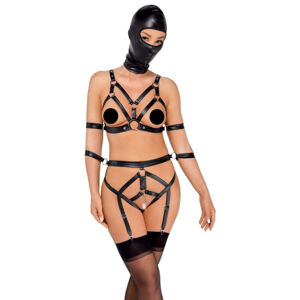Bad Kitty - body harness set and head mask (black)