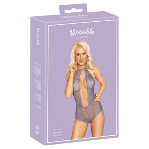 Kissable - strappy, lace bodysuit (purple)