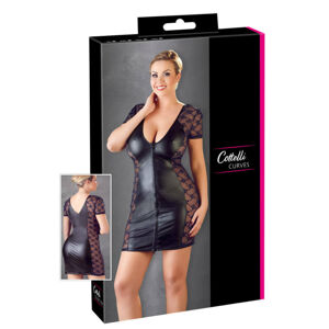 Cottelli Plus Size - kombinované šaty Bandeau, čipka (čierne)