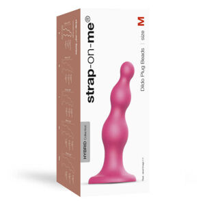 Strap-on-me Beads M - páskové dildo s korálkami (ružové)