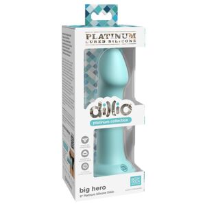Dillio Big Hero - silikónové dildo s lepkavými prstami (17 cm) - tyrkysové