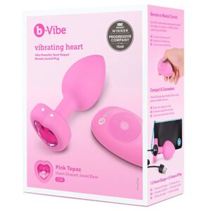 b-vibe heart - bezdrôtový análny vibrátor s rádiom (ružový)