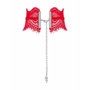 Obsessive Bergamore - čipkový náhrdelník s retiazkou (červená) S-L
