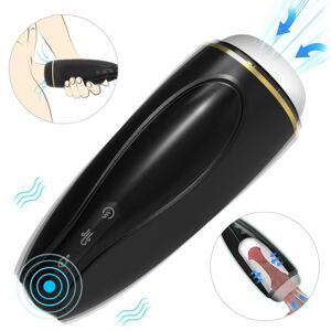 Sex HD Hawk - Rechargeable, Vibrating-Suction Masturbator (Black-White)