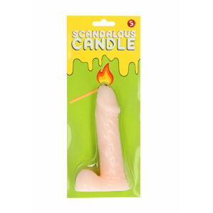 Scandalous - sviečka - penis s semenníkmi - prírodná (133g)