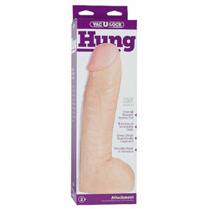 Doc Johnson Vac-U-Lock Hung 12 - realistický dildo s guľkami (natur)