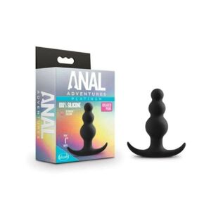 Blush Anal Adventures Platinum Beaded Plug - análne dildo s guličkami (čierne)