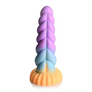 Creature Cocks Mystique - silikónové dildo s jednorožcom - 21 cm (fialovo-žlté)